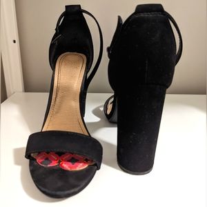 Black Open Toe Block Heels, Black, size 6.5, Selling As Is